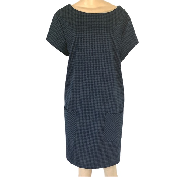 George Gingham Checkered Career Wear Tent Scoop Neck Midi Dress - Picture 2 of 8